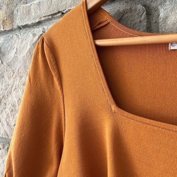 Eva Mendes Mustard Yellow Square Neck Crop Top Size Large - Picture 12 of 12